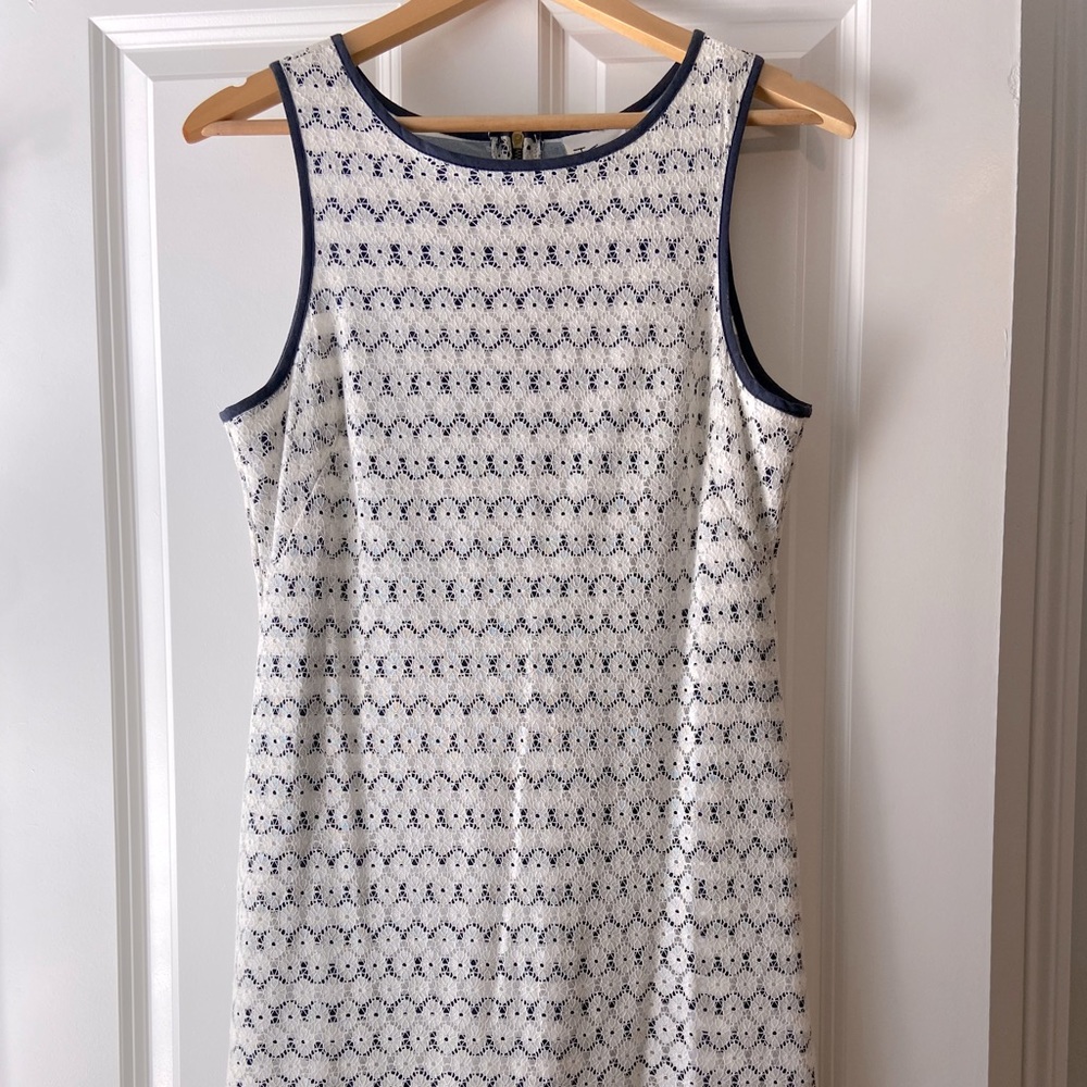 J. Taylor Cream & Navy Lace Dress